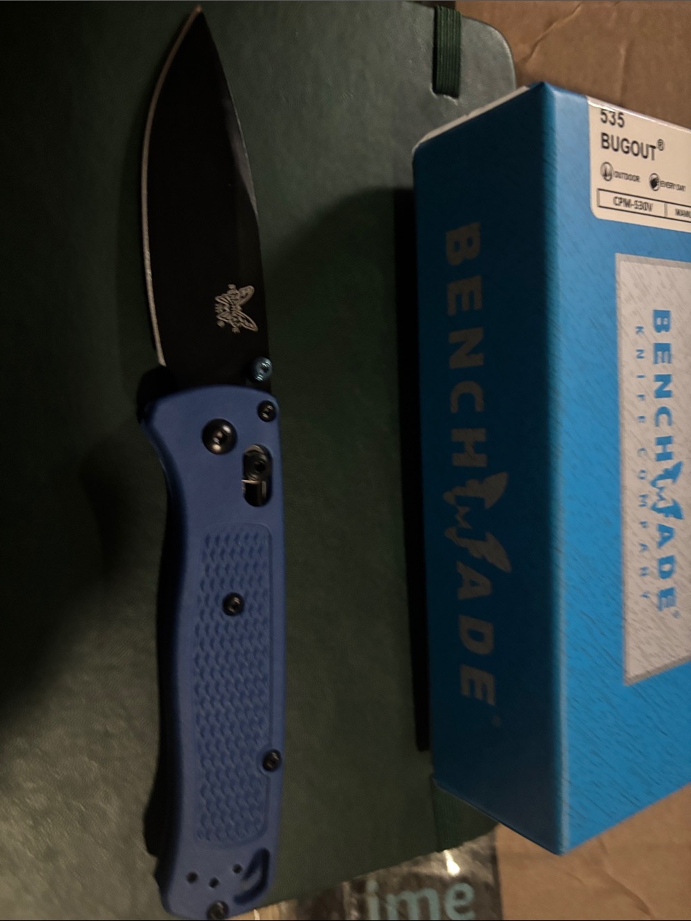 Benchmade Blue Handle Folding Knife with Black Blade